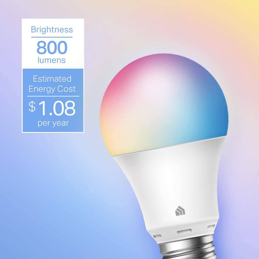 Kasa Bombillas inteligentes , bombillas WiFi inteligentes regulables que cambian a todo color compatibles con Alexa y Google Home, A19, 9 W 800 lúmenes, solo 2,4 Ghz, no requiere concentrador, paquete de 2 (KL125P2), multicolor - DIGVICE MX