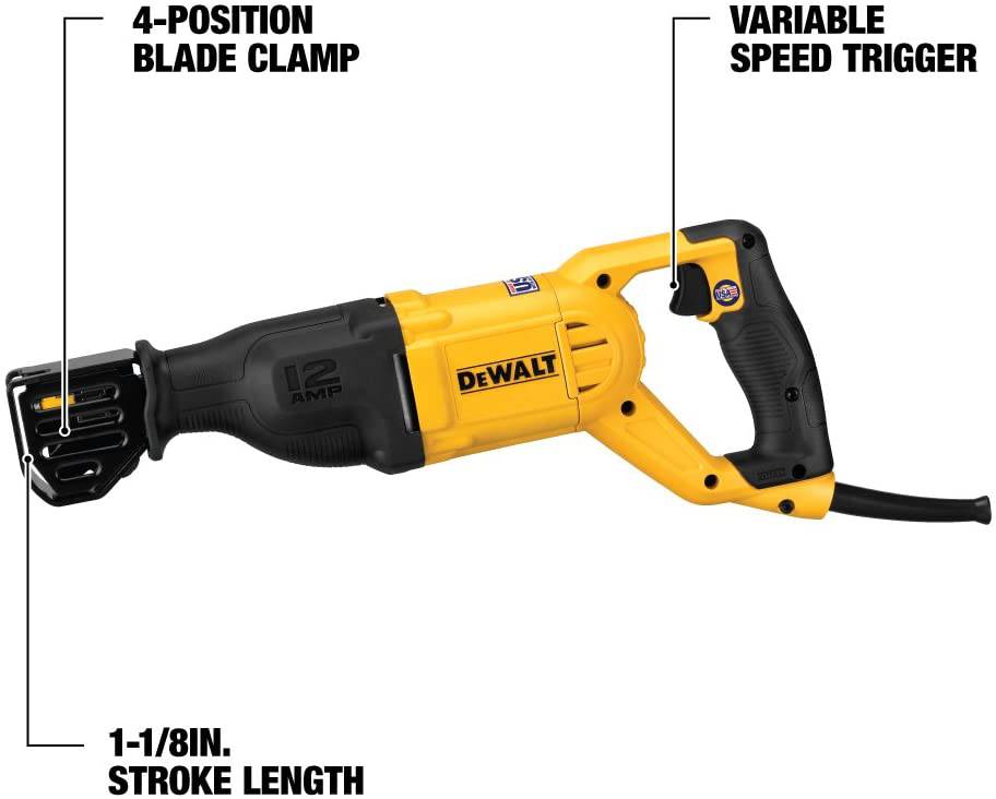 Sierra recíproca DEWALT, con cable, 12 amperios (DWE305) - DIGVICE MX