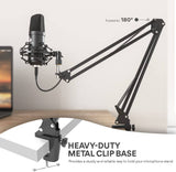 MAONO Micrófono USB, 192KHZ/24Bit Plug & Play PC Computadora Podcast Condensador Cardioide Kit de micrófono de metal con chipset de sonido profesional para grabación, juegos, canto, YouTube (AU-A04)