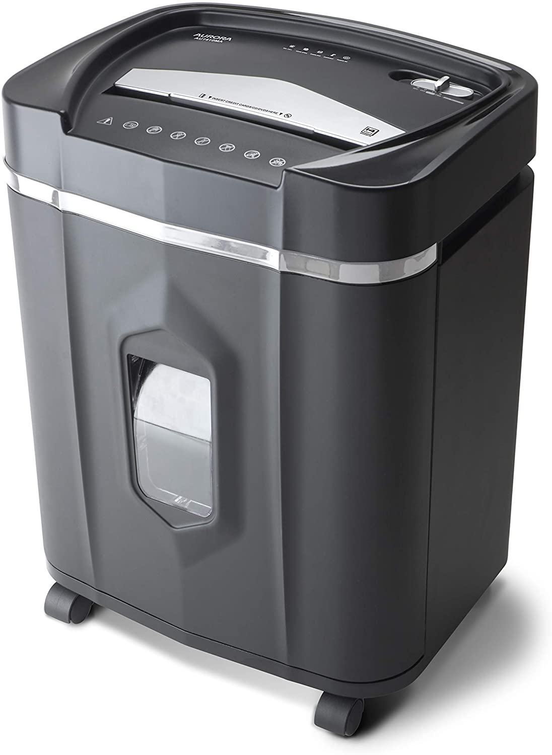 Trituradora Aurora AU1210MA de alta seguridad de grado profesional, papel microcortado de 12 hojas/CD y tarjeta de crédito/tiempo de funcionamiento continuo de 60 minutos