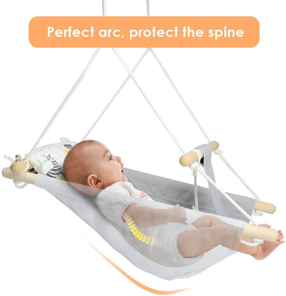 GLADSWING - Columpio para bebés y niños pequeños, de lona para bebés en interiores y exteriores con cinturón de seguridad y accesorios de montaje, silla colgante de madera para bebés de hasta 4 años - Little Cloud - DIGVICE MX
