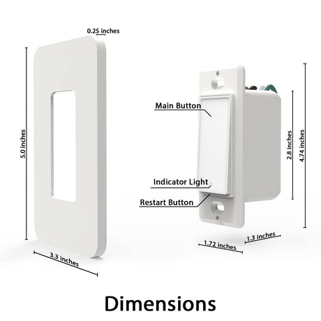 Lumiman Interruptor de luz inteligente, compatible con Alexa, Google Assistant, unipolar, programación, cable neutro de control remoto requerido, fácil instalación, lista ETL (paquete de 2) - DIGVICE MX