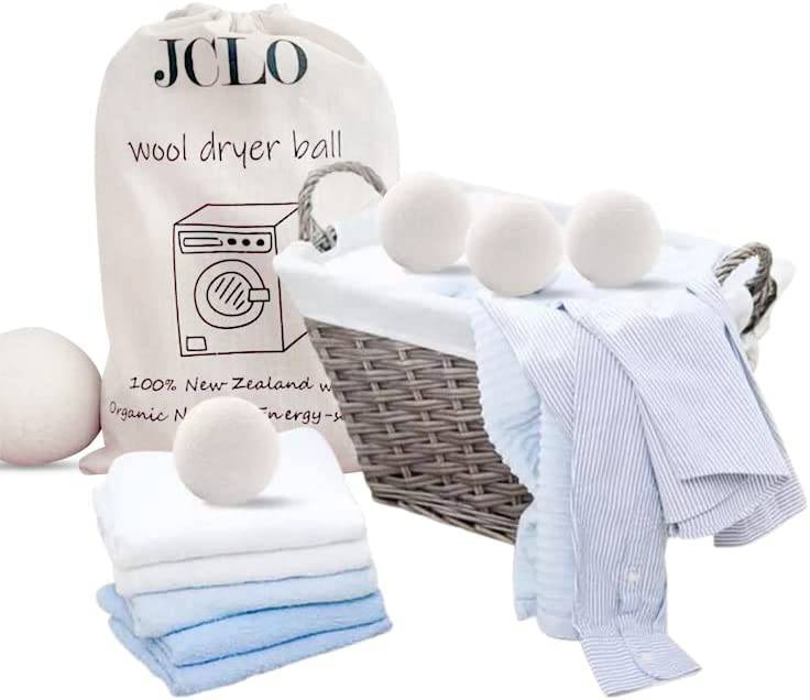 JCLO. Bolas de lana para secadora Suavizante de telas naturales y lana de Nueva Zelanda 100% orgánica de primera calidad, reduce las arrugas y ahorra tiempo, seguro para bebés e hipoalergénico, blanco 6 XLCount - DIGVICE MX