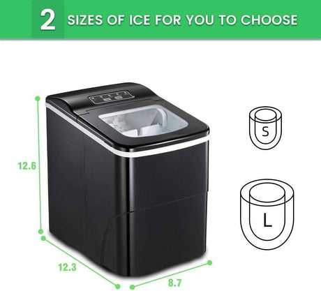 AGLUCKY Máquina para hacer hielo en la encimera, encimera portátil para hacer hielo, hacer hielo de 26 libras en 24 horas, cubo de hielo listo en 6-8 minutos con pala de hielo y cesta (negro) - DIGVICE MX
