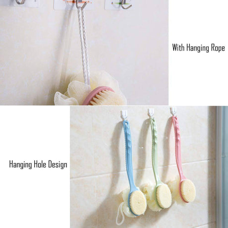 Honoma - Cepillo para el cuerpo de la ducha con cerdas y lufa, esponja de malla de baño para fregar la espalda con mango largo curvo para el baño exfoliante de la piel