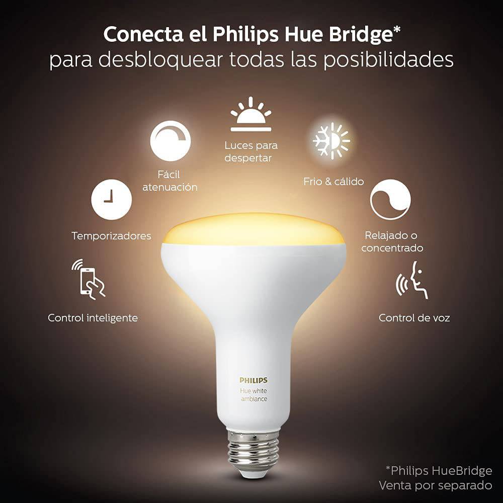 Bombilla inteligente Philips Hue White A19 LED, compatible con Bluetooth y  Zigbee (Hue Hub opcional), funciona con Alexa y Google Assistant: un  dispositivo certificado para humanos, blanco (solo regulable), 4 bombillas 