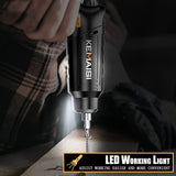KEMAISI (13 en 1) Juegos de destornilladores eléctricos inalámbricos de 4,2 V con luz de trabajo LED, destornillador eléctrico recargable con batería de iones de litio de 2000 mAh, destornillador de posiciones de mango ajustable - DIGVICE MX