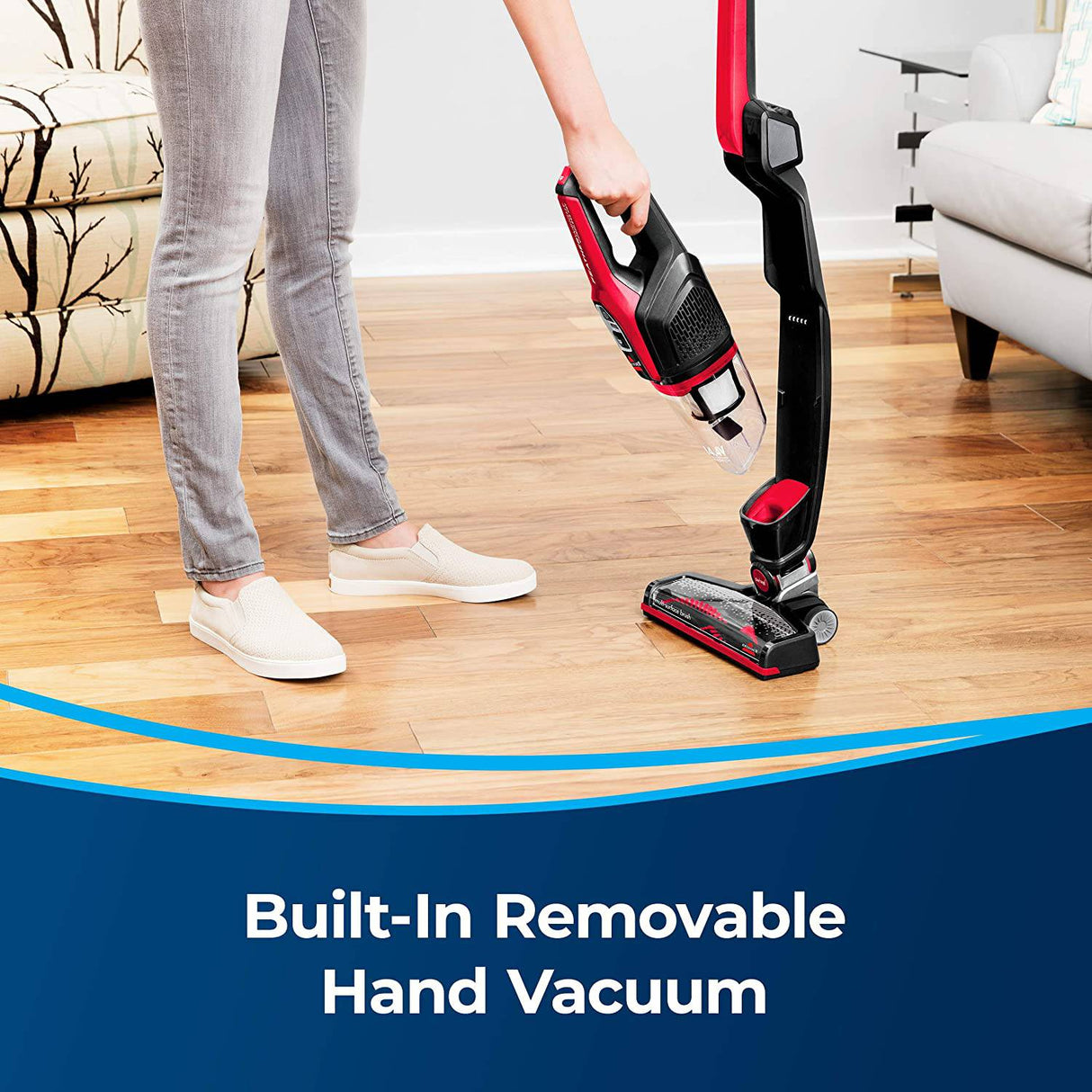 BISSELL Featherweight Cordless XRT 14.4V Stick Aspiradora, 3079, Negro, Rojo