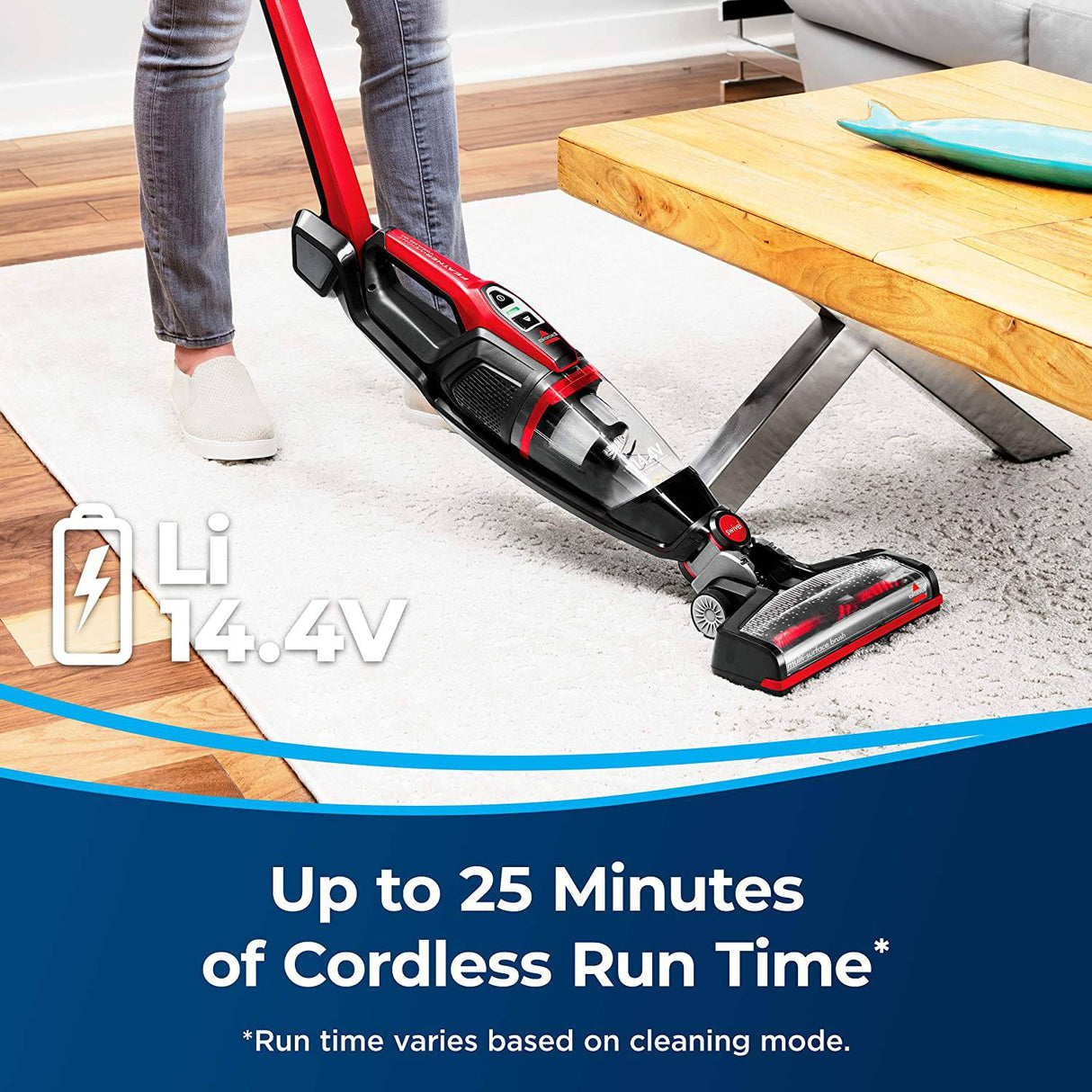 BISSELL Featherweight Cordless XRT 14.4V Stick Aspiradora, 3079, Negro, Rojo