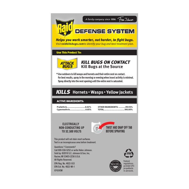 Raid Insecticida para avispas y avispones 33 14 oz. 2 paquetes