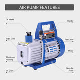 VIVOHOME 110V 1/3 HP 4CFM Bomba de vacío de aire de paleta rotativa de una sola etapa y juego de manómetros de CA R134a con detector de fugas Bolsa de transporte para HVAC Aire acondicionado Refrigeración Recarga Listado ETL - DIGVICE MX
