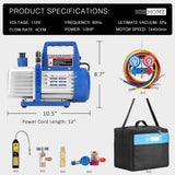 VIVOHOME 110V 1/3 HP 4CFM Bomba de vacío de aire de paleta rotativa de una sola etapa y juego de manómetros de CA R134a con detector de fugas Bolsa de transporte para HVAC Aire acondicionado Refrigeración Recarga Listado ETL - DIGVICE MX