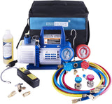 VIVOHOME 110V 1/3 HP 4CFM Bomba de vacío de aire de paleta rotativa de una sola etapa y juego de manómetros de CA R134a con detector de fugas Bolsa de transporte para HVAC Aire acondicionado Refrigeración Recarga Listado ETL - DIGVICE MX