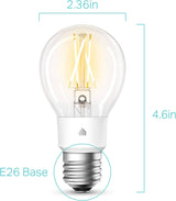 Kasa Smart Wi-Fi LED Bombilla, Filamento A19 E26 Bombilla inteligente, Blanco suave 2700K, Regulable, No requiere concentrador, Compatible con Alexa y Asistente de Google, Estilo antiguo vintage (KL50) - DIGVICE MX