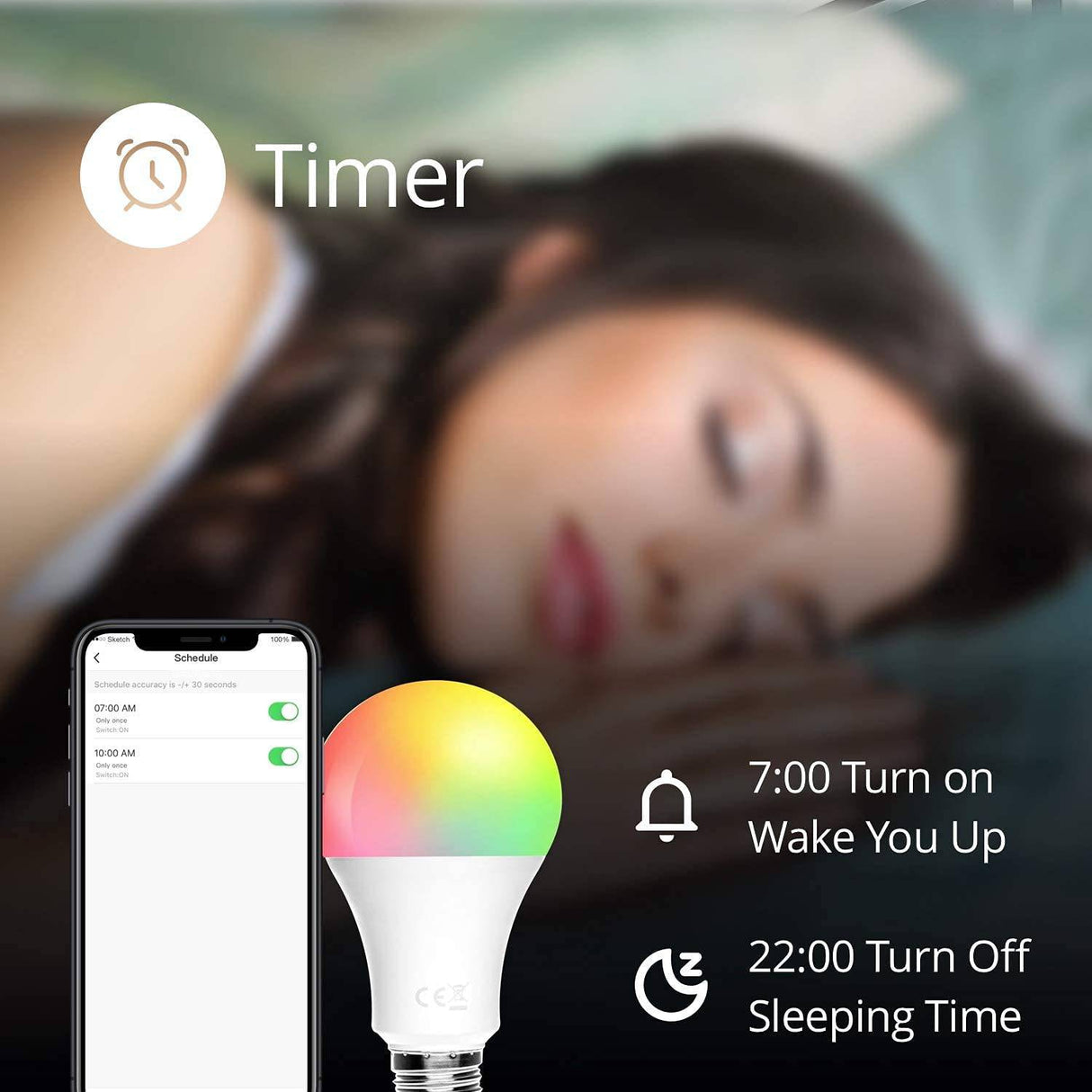 EZSMTIOT  - Bombillas inteligentes, E26 9W 800lm, bombilla LED WiFi A19 RGB que cambia de color, regulable, compatible con Alexa, Google Home, Siri e IFTTT, no requiere concentrador, 1 paquete - DIGVICE MX
