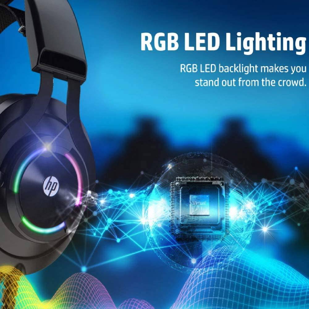HP - Auriculares para juegos USB, auriculares para computadora para juegos de PC con micrófono para el trabajo, auriculares para juegos USB con sonido envolvente virtual 7.1 con micrófono