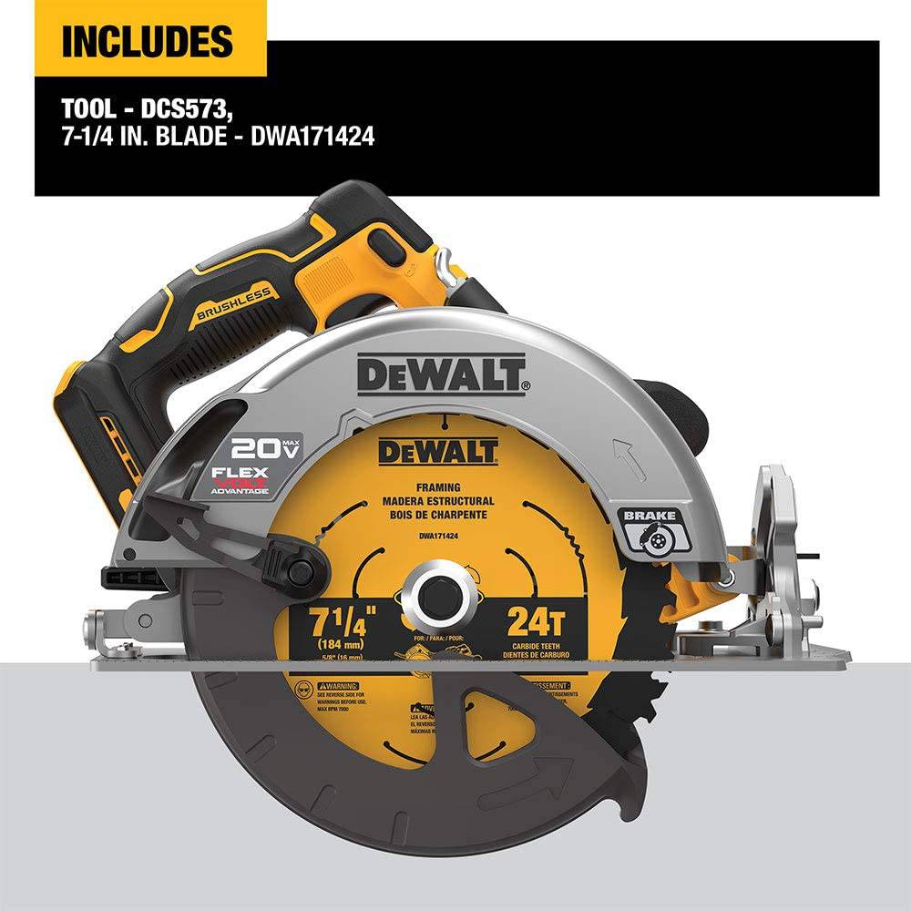 DEWALT FLEXVOLT ADVANTAGE 20V MAX* Sierra circular, 7-1/4 pulgadas, inalámbrica, solo herramienta (DCS573B) - DIGVICE MX