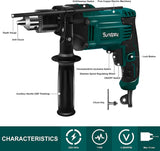 Sundpey Taladros eléctricos con cable - 1/2 pulgada 710W Velocidad variable 0-2800rpm Juego de 80 piezas Taladro de impacto con cable Dos modos Manija giratoria Medidor de profundidad para mejorar el hogar Construcción Concreto - DIGVICE MX