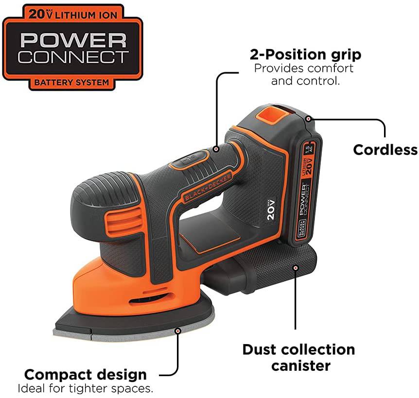 BLACK+DECKER - Lijadora de hojas  20V MAX* (BDCMS20C) - DIGVICE MX
