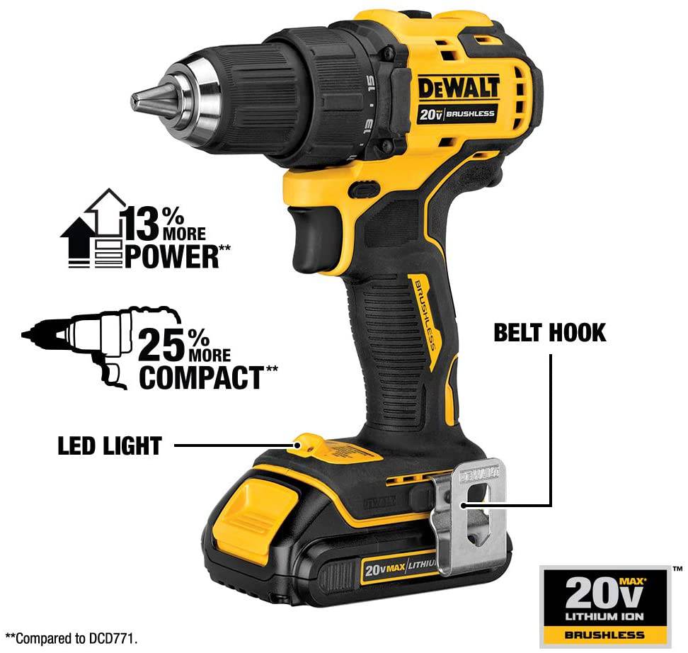Dewalt Atomic 20V MAX. Taladro inalámbrico, 1/2 pulgada, solo herramienta (DCD708B). - DIGVICE MX