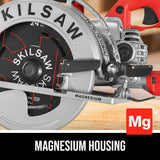 SKILSAW SPT77WML-01 Sierra circular de tornillo sin fin liviana de 15 amperios y 7-1/4 pulgadas, plateada - DIGVICE MX