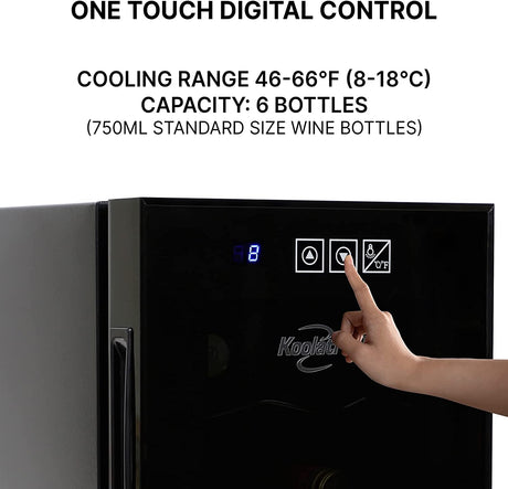 Koolatron Urban Series Enfriador de vino de 6 botellas, refrigerador de vino termoeléctrico, 0.65 cu. Refrigerador de vino independiente - DIGVICE MX