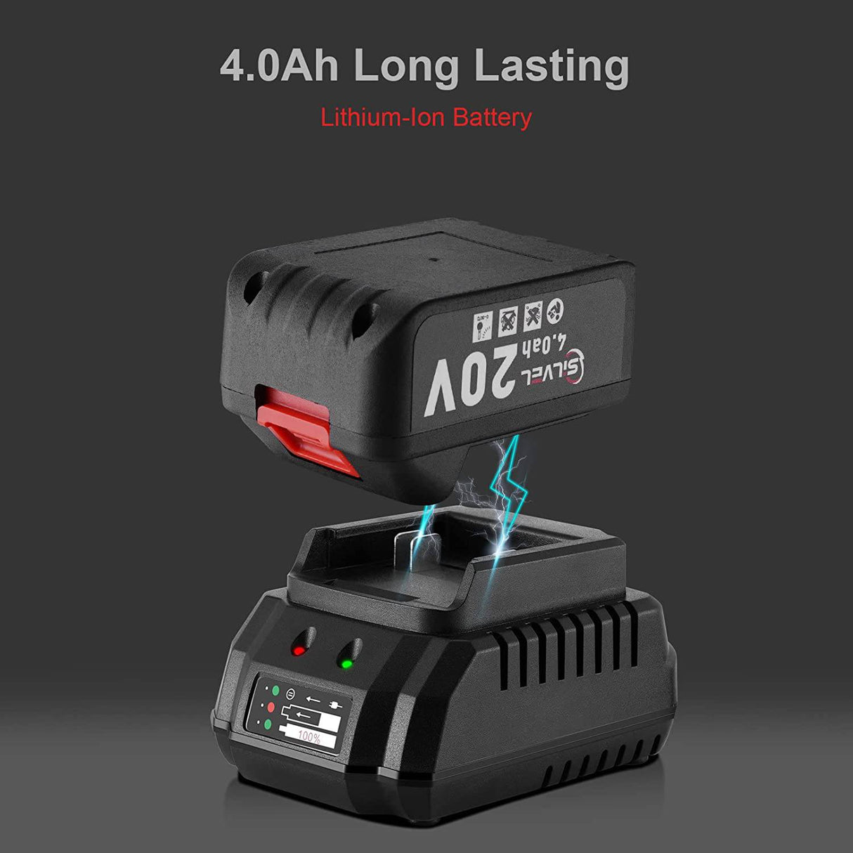 Amoladora angular inalámbrica SILVEL de 20 V, amoladora inalámbrica de 4 pulgadas y 9000 RPM con batería de iones de litio de 4,0 Ah, cargador, mango de 2 posiciones, amoladoras angulares eléctricas para cortar y pulir - DIGVICE MX