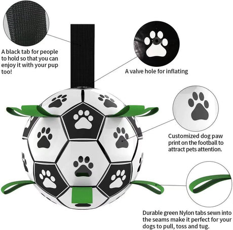 QDAN - Juguetes para perros Balón de fútbol con lengüetas de agarre, juguetes interactivos para perros, juguete de agua para perros. - DIGVICE MX
