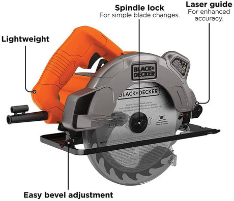 Sierra circular BLACK+DECKER de 7-1/4 pulgadas con láser, 13 amperios (BDECS300C) - DIGVICE MX