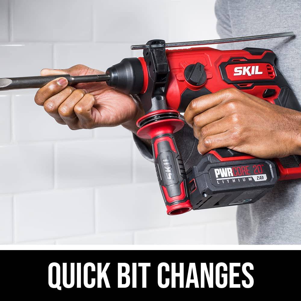 Skil PWRCore 20 Kit de martillo rotativo sin escobillas de 20 V y 7/8", incluye batería de 5,0 Ah, cargador PWRJump y adaptador USB PWRAssit - RH1704-1A - DIGVICE MX
