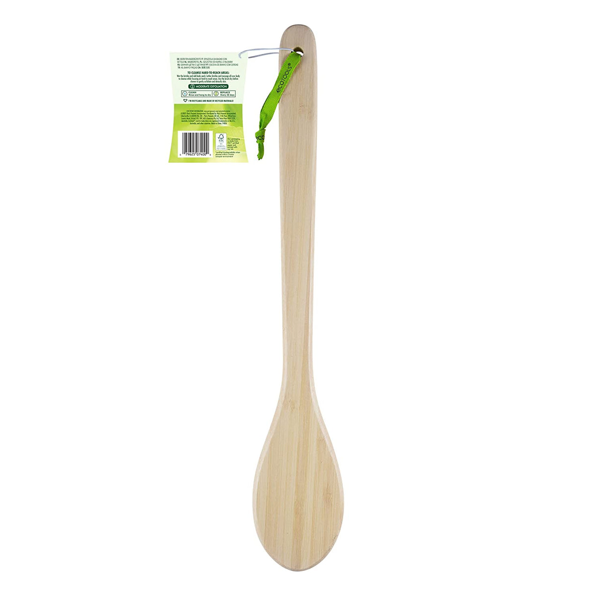 EcoTools Cepillo de baño de cerdas suaves, cepillo de ducha de mango largo, exfoliante suave para la espalda y el cuerpo