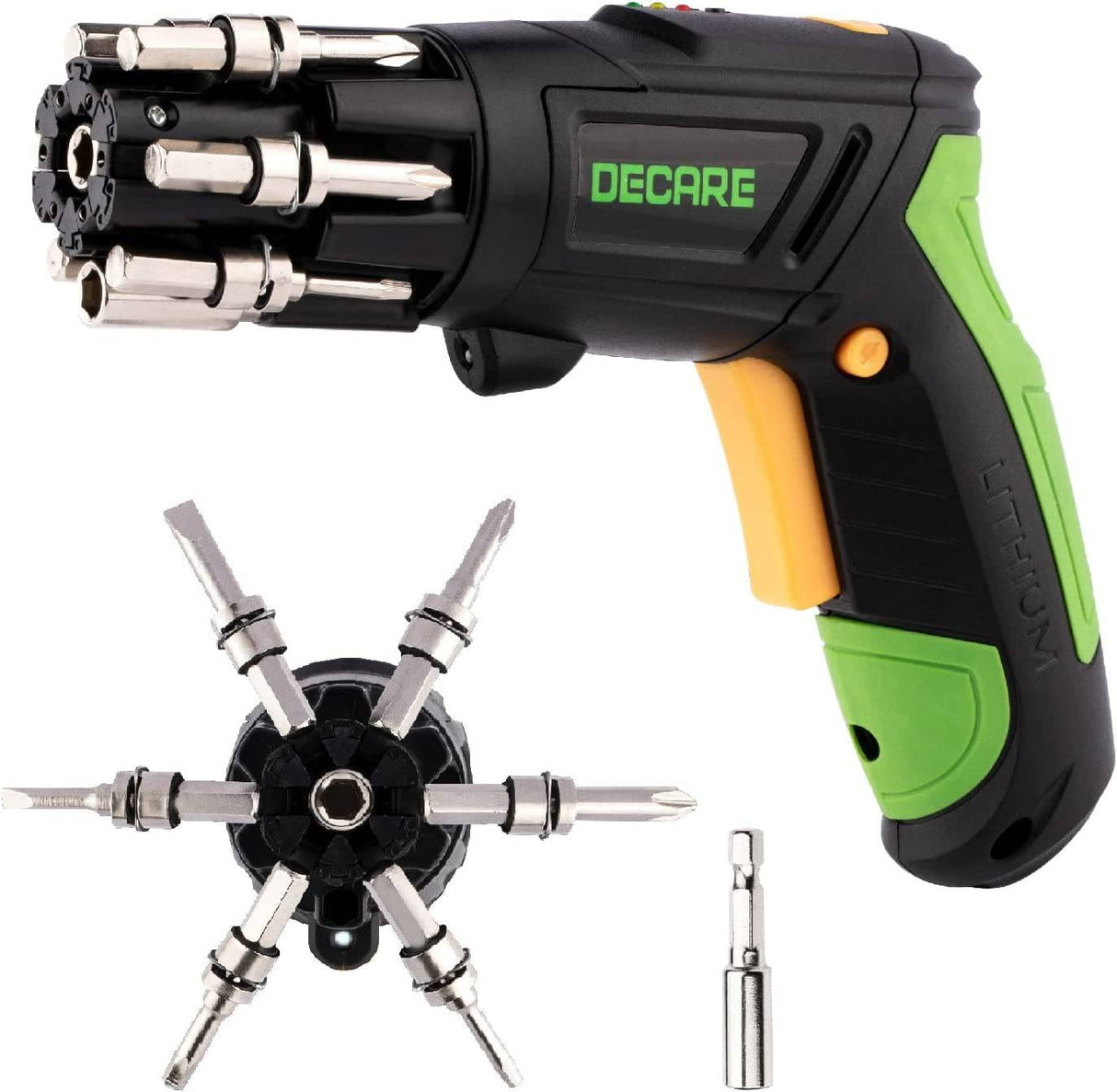 Destornillador eléctrico Decare, pistola de tornillo eléctrica inalámbrica recargable de 3,6 V con 6 uds. Bits, 1 Uds. Adaptador de extensión y luz LED - DIGVICE MX