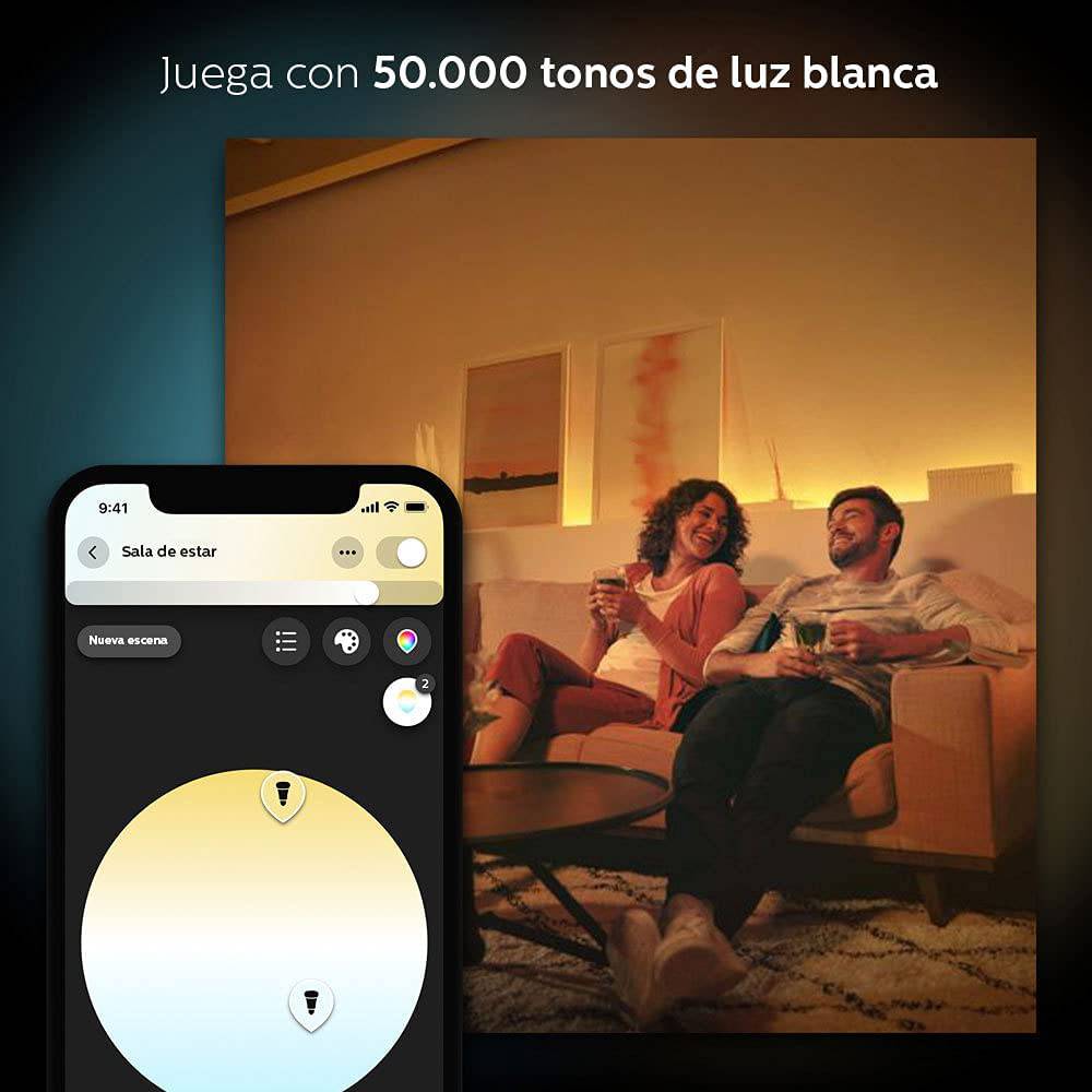 Philips Hue - Bombilla LED inteligente, funciona con Alexa y Asistente de  Google, un dispositivo certificado para humanos