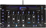 Pyle Mezclador de 6 canales, controlador de DJ Bluetooth, mezclador estéreo, sistema de sonido profesional, iluminación LED, mezclador de audio digital, sistema de mezcla digital, control de velocidad, sistema de montaje en rack 5U, PYD1964B.5