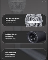 Weymic Wm58 Micrófono de instrumento de Audio Vocal dinámico de estilo clásico con sonido limpio, micrófono profesional de cuerpo de Metal