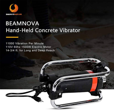 BEAMNOVA Vibrador de hormigón eléctrico de mano 11000 vibraciones por minuto 2HP con eje de 14-3/4 pies - DIGVICE MX