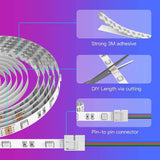 Popotan Tira de luces LED inteligentes de 50 pies - Las luces de cuerda funcionan con Alexa Google Home Aplicación de voz Control remoto Sincronización de música SMD5050 RGB Cambio de color Luz LED Sincronización de música - DIGVICE MX