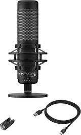 HyperX QuadCast S - Micrófono de condensador USB RGB para PC, PS4, PS5 y Mac, montaje antivibración, 4 patrones polares, filtro pop, control de ganancia, juegos, transmisión, podcasts, Twitch, YouTube, Discord
