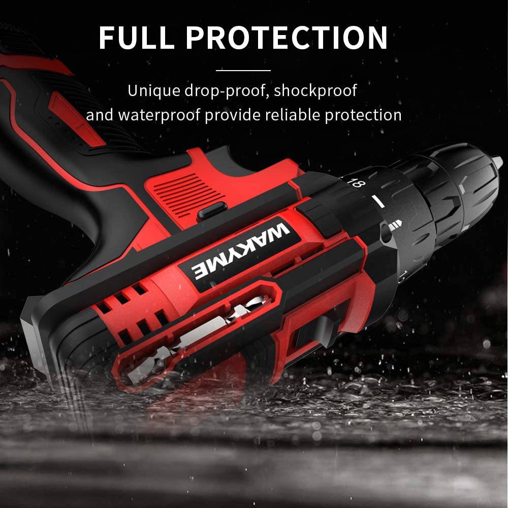 WAKYME - Juego de brocas inalámbricas con 2 baterías, taladro eléctrico de 12,6 V, 30 NM, 18 +1, portabrocas sin llave de 3/8 pulgadas, taladro eléctrico LED integrado - DIGVICE MX