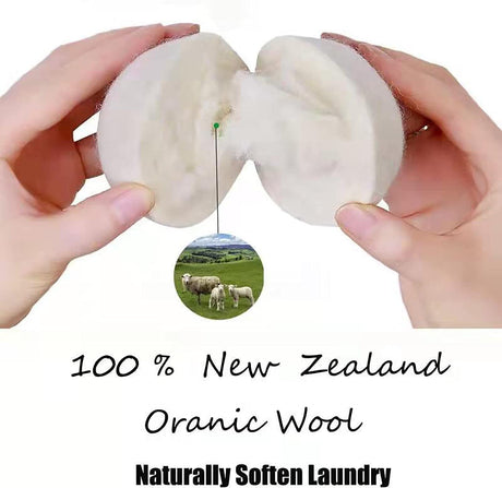 Jiwido Bolas de secadora de lana, suavizante de tela orgánico natural reutilizable, libre de químicos, seguro para bebés, antiestático, reduce las arrugas y ahorra tiempo de secado. Paquete de 6 [X-Grande] - DIGVICE MX