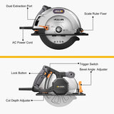 Jellas Sierra circular, sierra circular eléctrica de 13 amperios, 5500 RPM, 7-1/4" con 3 hojas de sierra 24T/36T/40T, profundidad de corte: 2-9/16" a 90°, 1-3/4" a 45° para madera , ángulo de bisel (0 a 45°), cable de alimentación de CA - DIGVICE MX