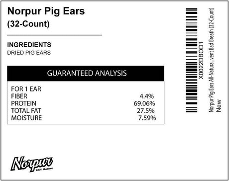 Norpur Golosinas para perros con orejas de cerdo | Snack de entrenamiento natural y saludable | Proteína carnosa, sabor horneado | Promover la salud dental | Hecho en Canadá - DIGVICE MX