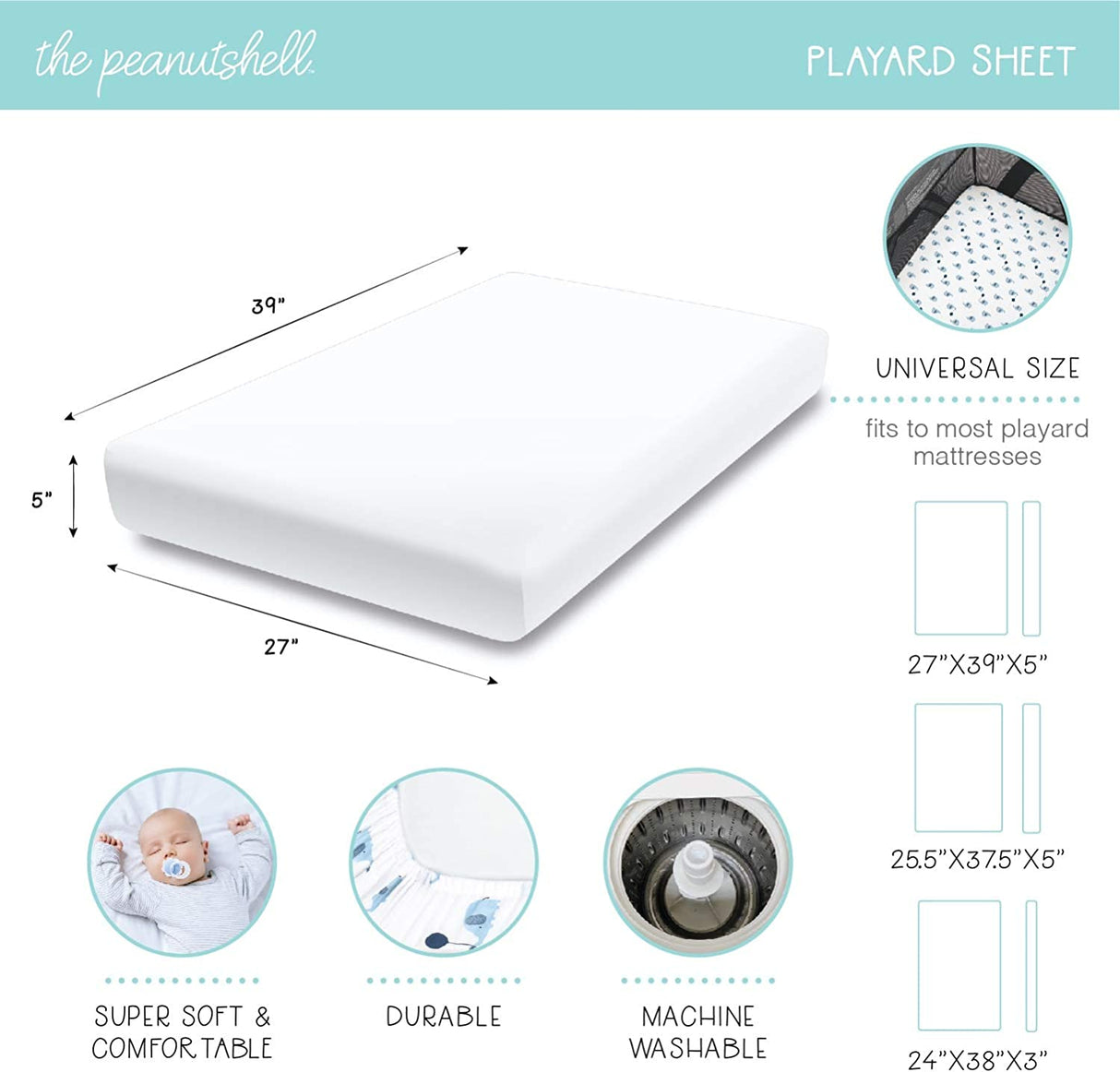 The Peanutshell Fitted Pack n Play, Playard, Mini sábanas para cuna para niñas | Juego de 2 paquetes | Elefantes rosas y corazones - DIGVICE MX