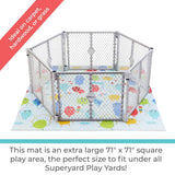 Alfombra de juego Toddleroo de North States de 71 x 71 pulgadas, diseñada para adaptarse a Superyards de 6 u 8 paneles. Casi 36 pies cuadrados de espacio de juego (personajes de Toddleroo, multicolor) - DIGVICE MX
