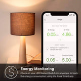Kasa Smart Wi-Fi LED Bombilla, Filamento A19 E26 Bombilla inteligente, Blanco suave 2700K, Regulable, No requiere concentrador, Compatible con Alexa y Asistente de Google, Estilo antiguo vintage (KL50) - DIGVICE MX