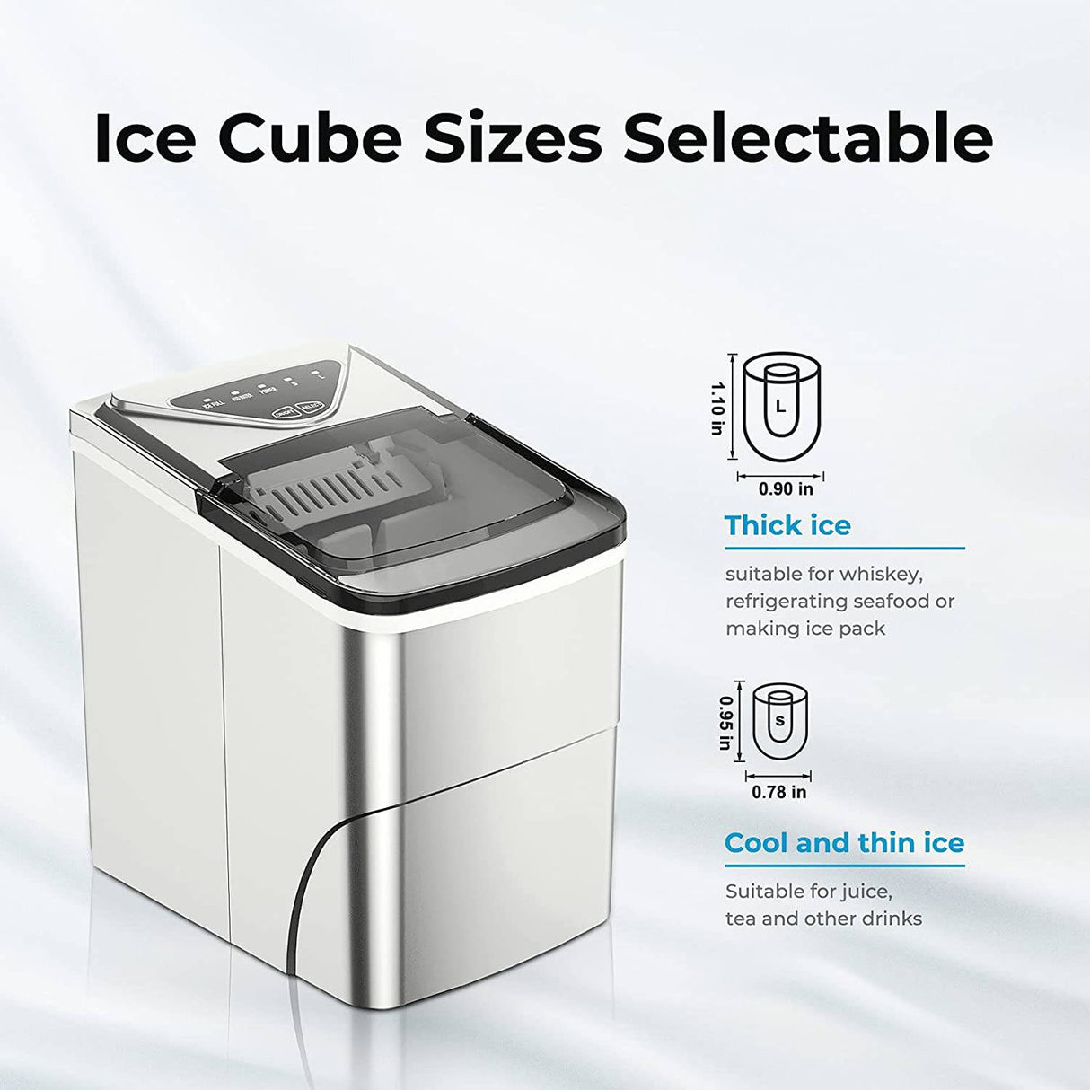 FZF - Encimera para hacer hielo, función de autolimpieza, portátil para hacer cubitos de hielo, 9 cubitos de hielo listos en 6 minutos, 26 libras 24 horas - DIGVICE MX