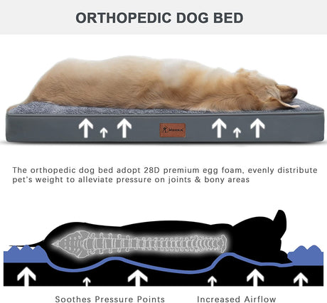 MIHIKK Cama ortopédica para perros para perros medianos y grandes, de espuma tipo caja de huevos con cubierta impermeable extraíble, lavable a máquina. Tamaño: 35 x 22 x 3 pulgadas - DIGVICE MX