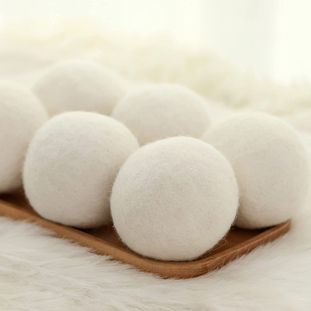 TALEVT - Bolas para secadora de lana orgánica 100 % natural, paquete de 6, bolas para secadora reutilizables, para acelerar el secado, sin químicos, reduce las arrugas y la adherencia estática, caja de almacenamiento de fieltro, suaviza el paño... - DIGVICE MX