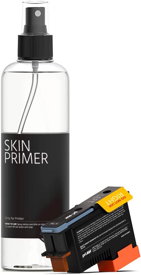 Prinker S Juego de recarga de tinta negra para tatuajes temporales con cartucho de tinta negra cosmético premium e imprimación para la piel - Compatible con el dispositivo Prinker S