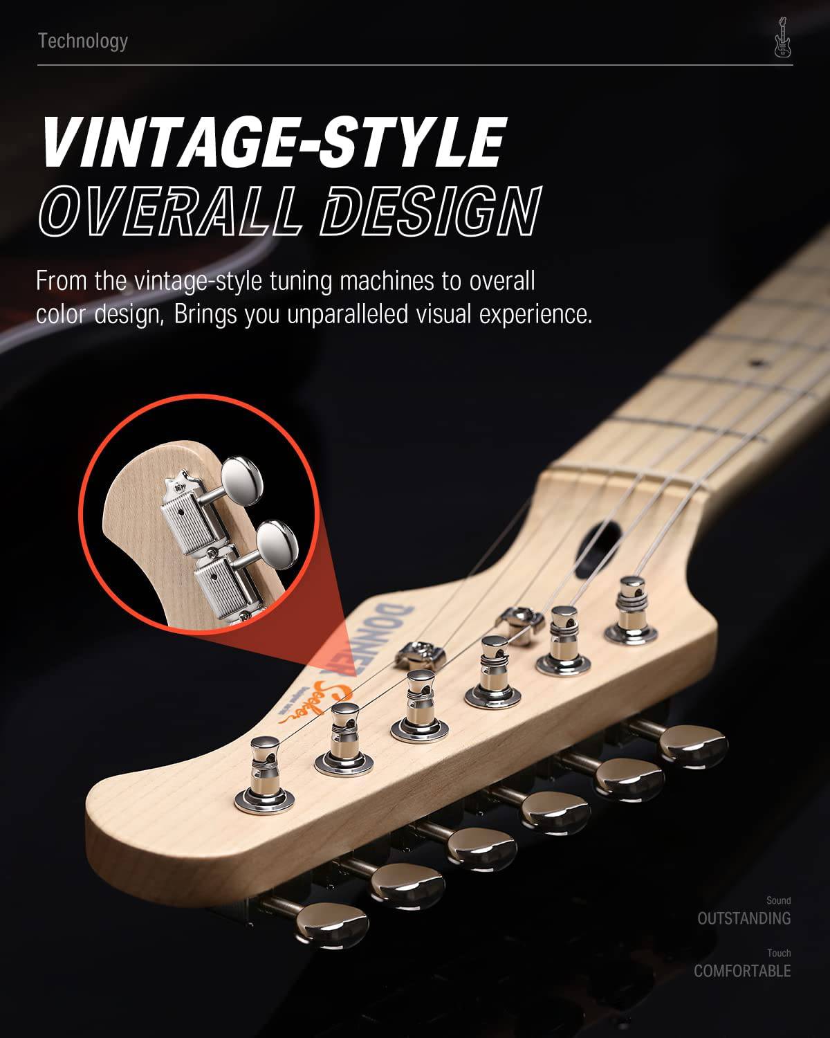 Donner - Guitarra eléctrica, DST-152B 39" Kit de guitarra eléctrica HSS Pickup Coil Split, de cuerpo sólido con amplificador, bolsa, accesorios, negra